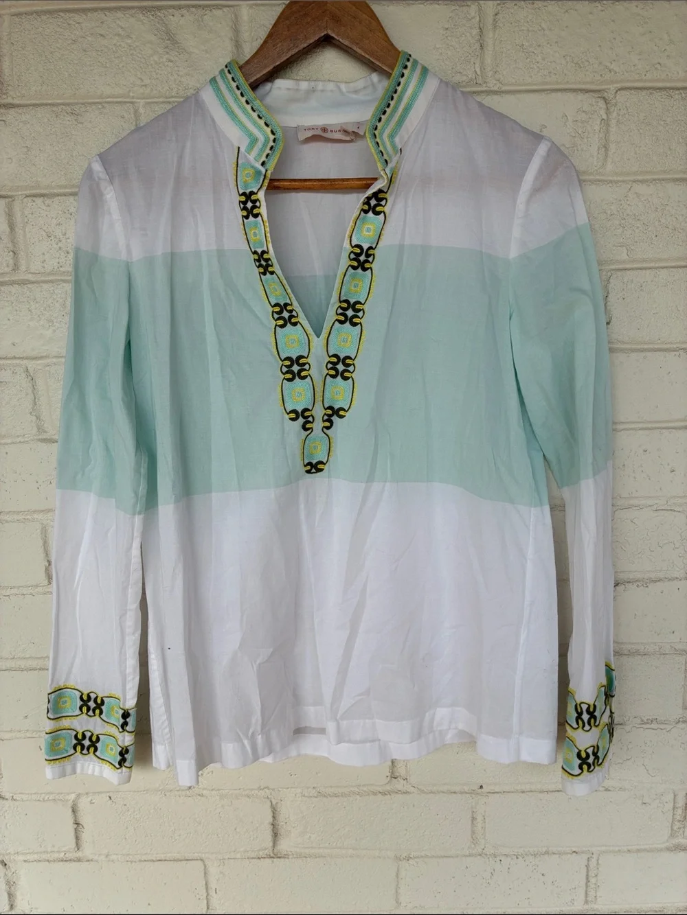 Tory Burch Sylvia Isla Collins Stripe Embroidered Tunic 4
